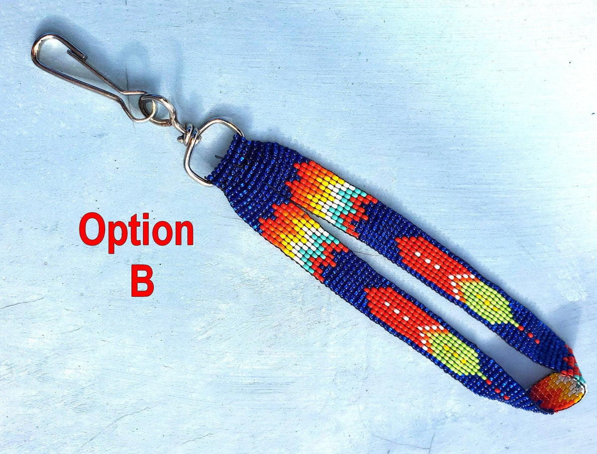Guatemalan beaded wristlet hanging keychain