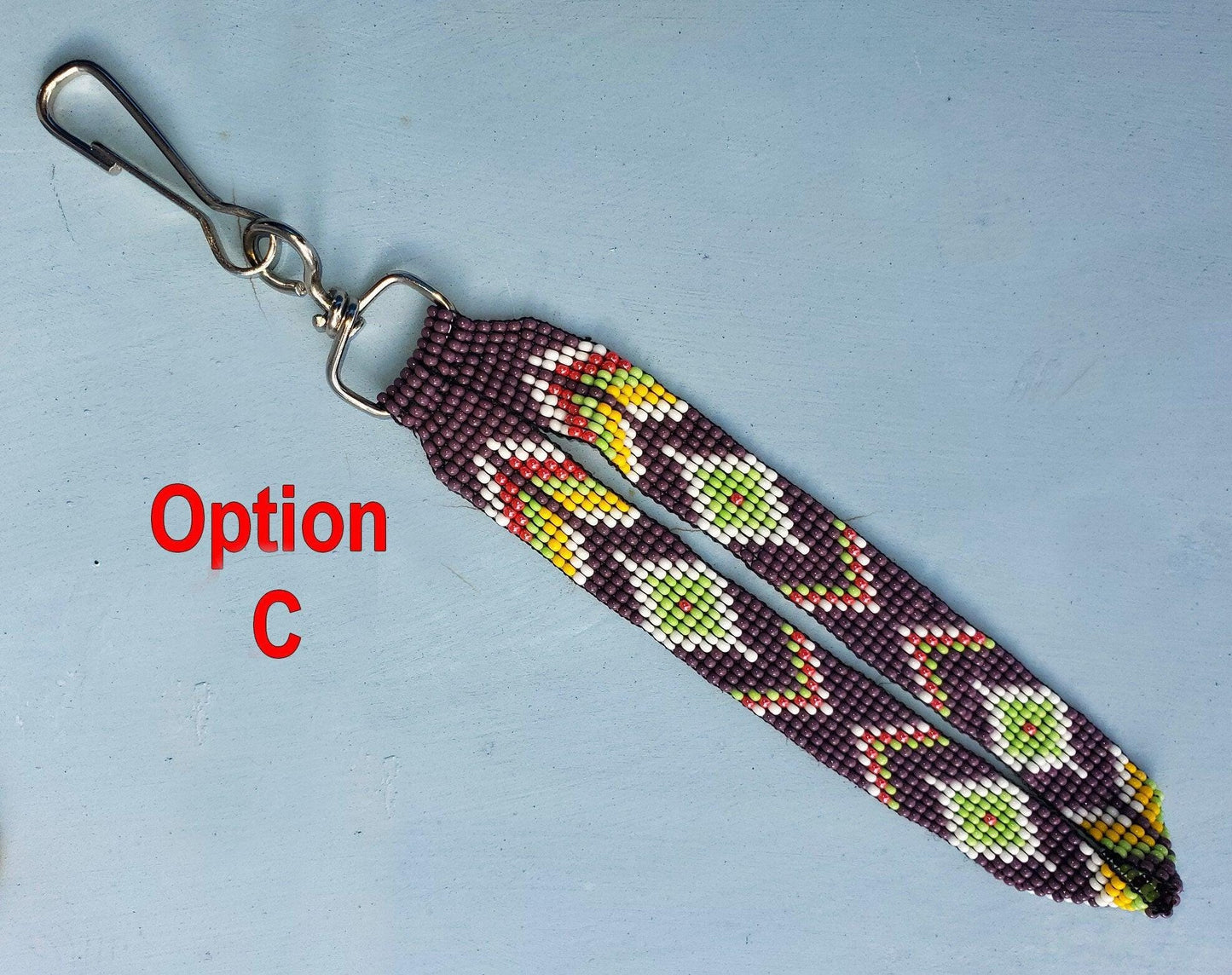 Guatemalan beaded wristlet hanging keychain