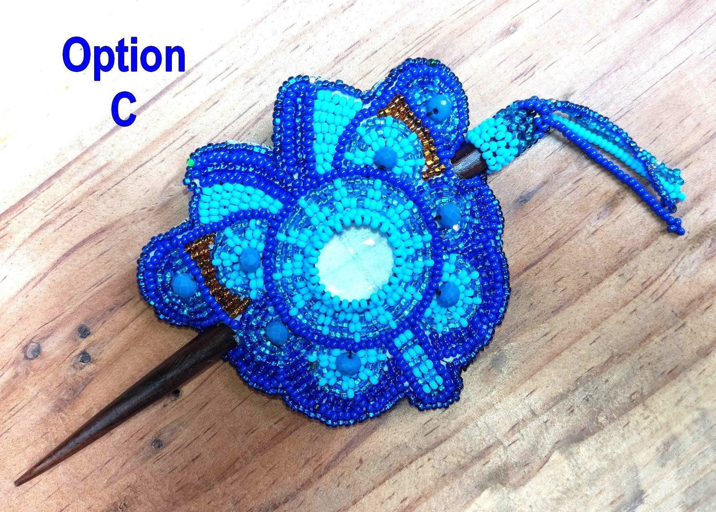 Czech Seed BEADS Hair Accessory CLIP BARRETTE Guatemala With Wooden Stick For Women - Aesthetic Leather Hair Stick Barret Clip