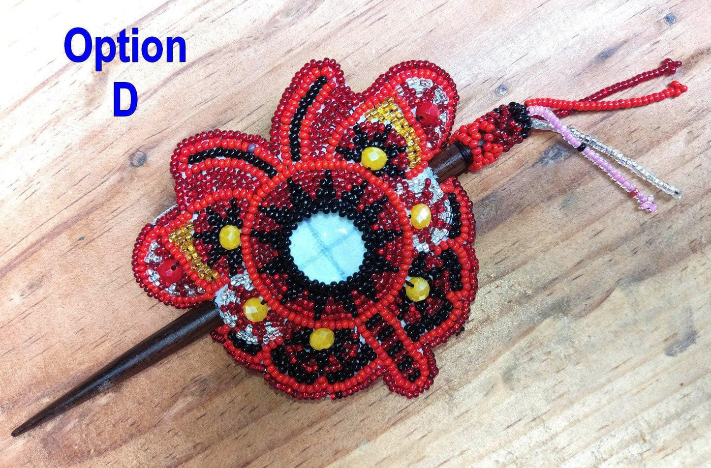 Czech Seed BEADS Hair Accessory CLIP BARRETTE Guatemala With Wooden Stick For Women - Aesthetic Leather Hair Stick Barret Clip