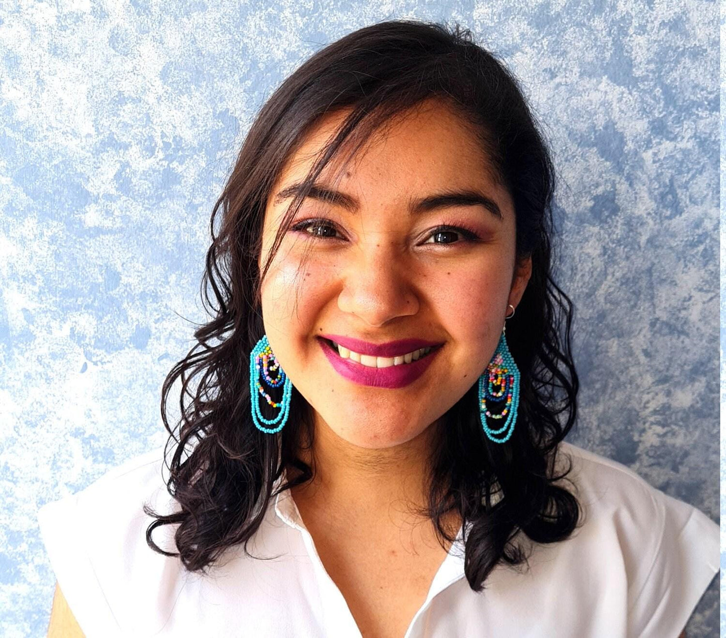 Beaded multicolor Czech earrings Guatemala