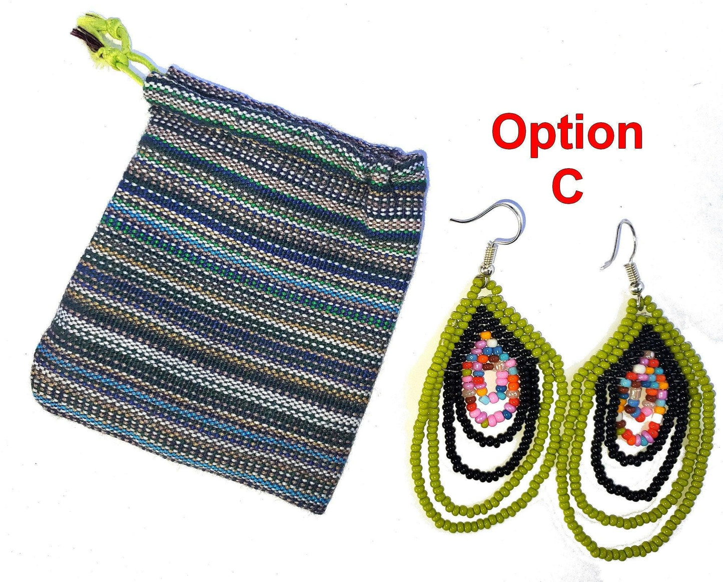 Beaded multicolor Czech earrings Guatemala