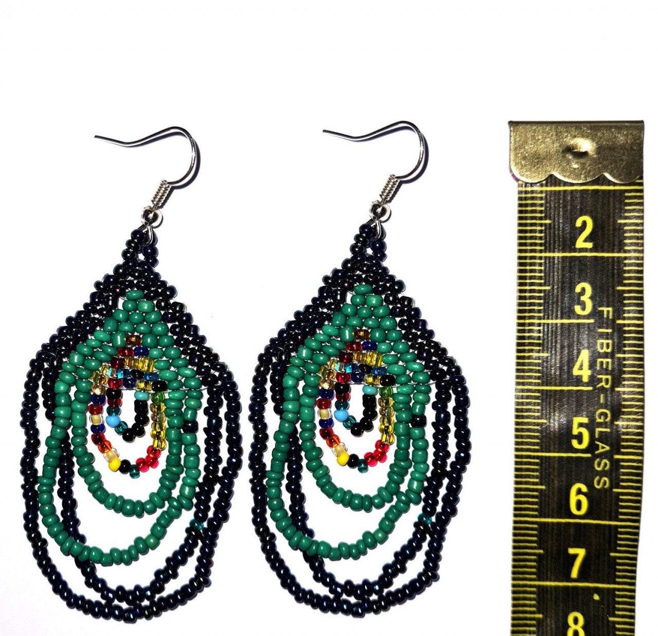 Beaded multicolor Czech earrings Guatemala