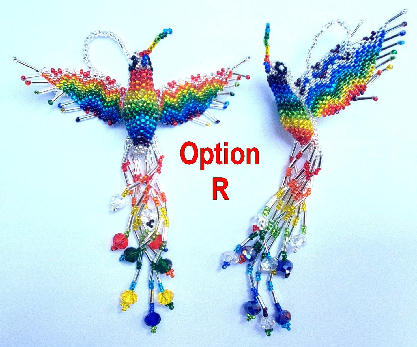BEADED HUMMINGBIRD Hanging ORNAMENT Gift For Bird Lovers - Czech Glass Seed Beads And Nylon Thread