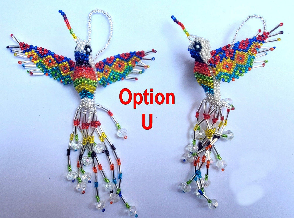 BEADED HUMMINGBIRD Hanging ORNAMENT Gift For Bird Lovers - Czech Glass Seed Beads And Nylon Thread