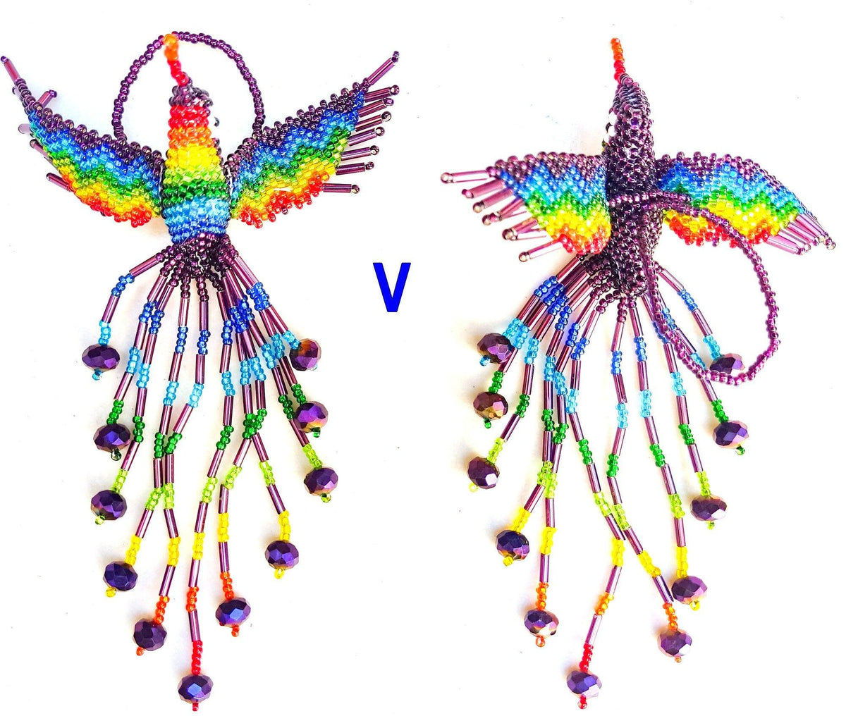 BEADED HUMMINGBIRD Hanging ORNAMENT Gift For Bird Lovers - Czech Glass Seed Beads And Nylon Thread