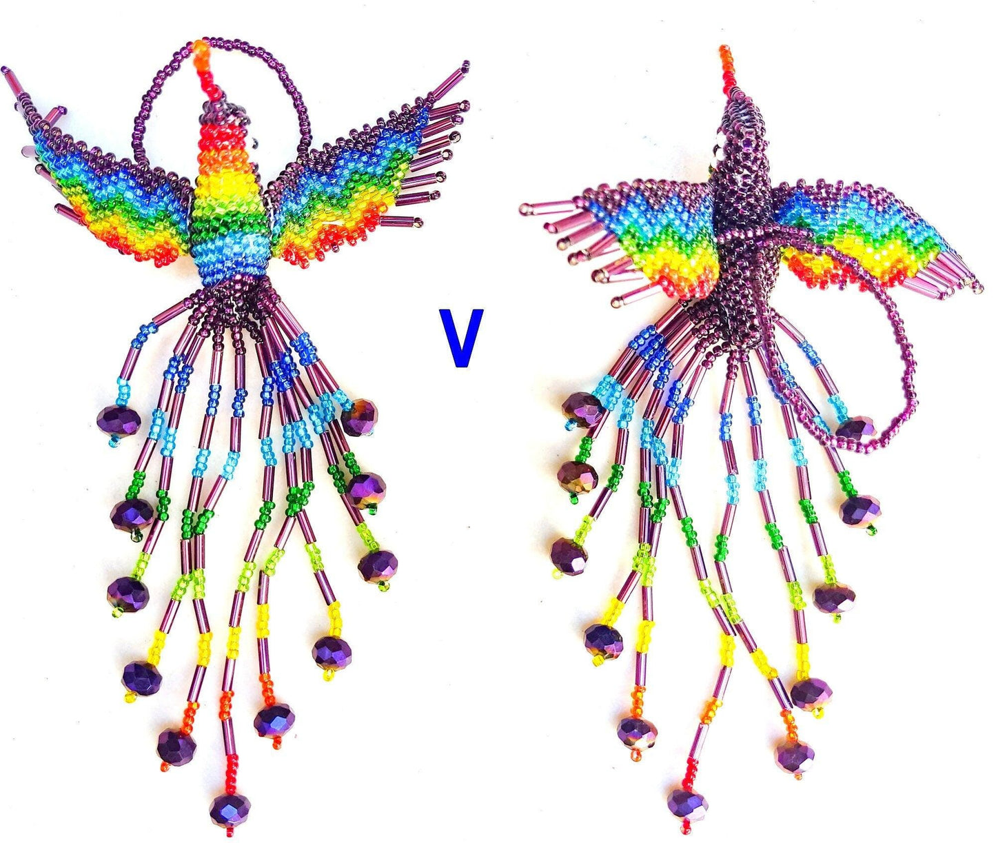 BEADED HUMMINGBIRD Hanging ORNAMENT Gift For Bird Lovers - Czech Glass Seed Beads And Nylon Thread