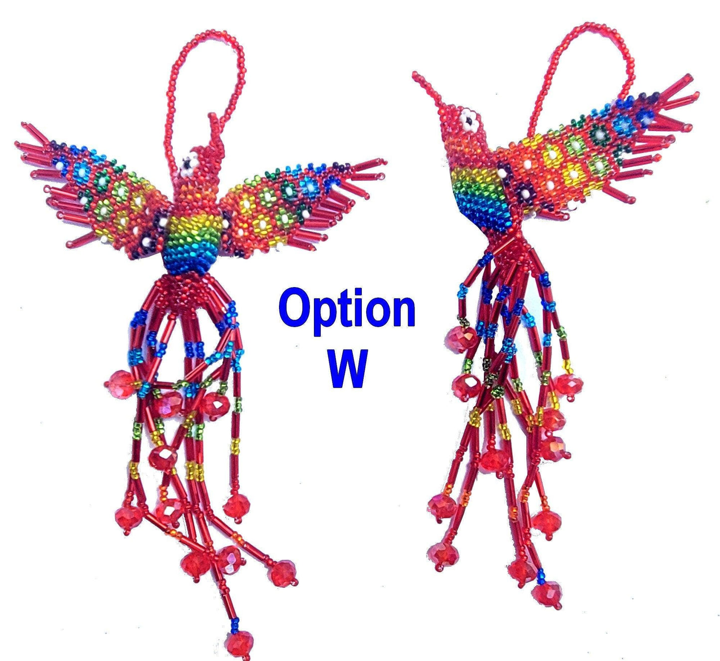 BEADED HUMMINGBIRD Hanging ORNAMENT Gift For Bird Lovers - Czech Glass Seed Beads And Nylon Thread