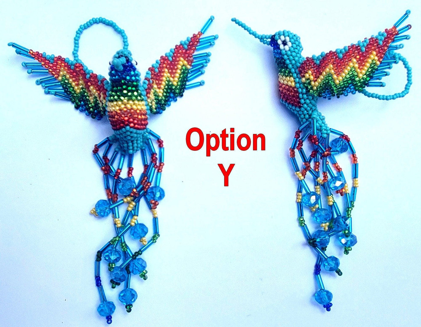 BEADED HUMMINGBIRD Hanging ORNAMENT Gift For Bird Lovers - Czech Glass Seed Beads And Nylon Thread