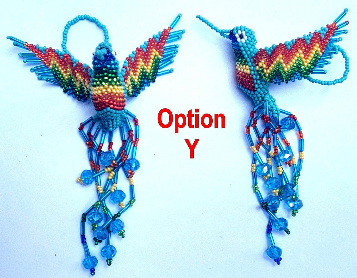 BEADED HUMMINGBIRD Hanging ORNAMENT Gift For Bird Lovers - Czech Glass Seed Beads And Nylon Thread