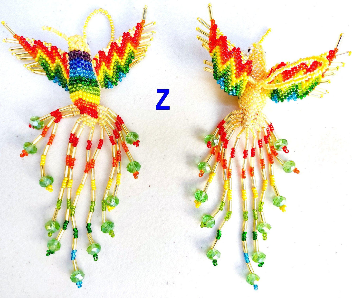 BEADED HUMMINGBIRD Hanging ORNAMENT Gift For Bird Lovers - Czech Glass Seed Beads And Nylon Thread