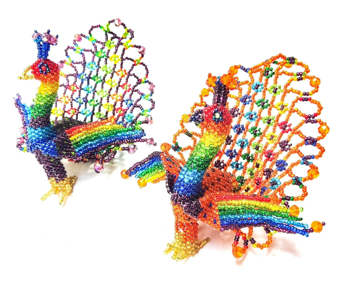BEADED PEACOCK Hanging ORNAMENT Gift For Bird Lovers - Czech Glass Seed Beads And Nylon Thread