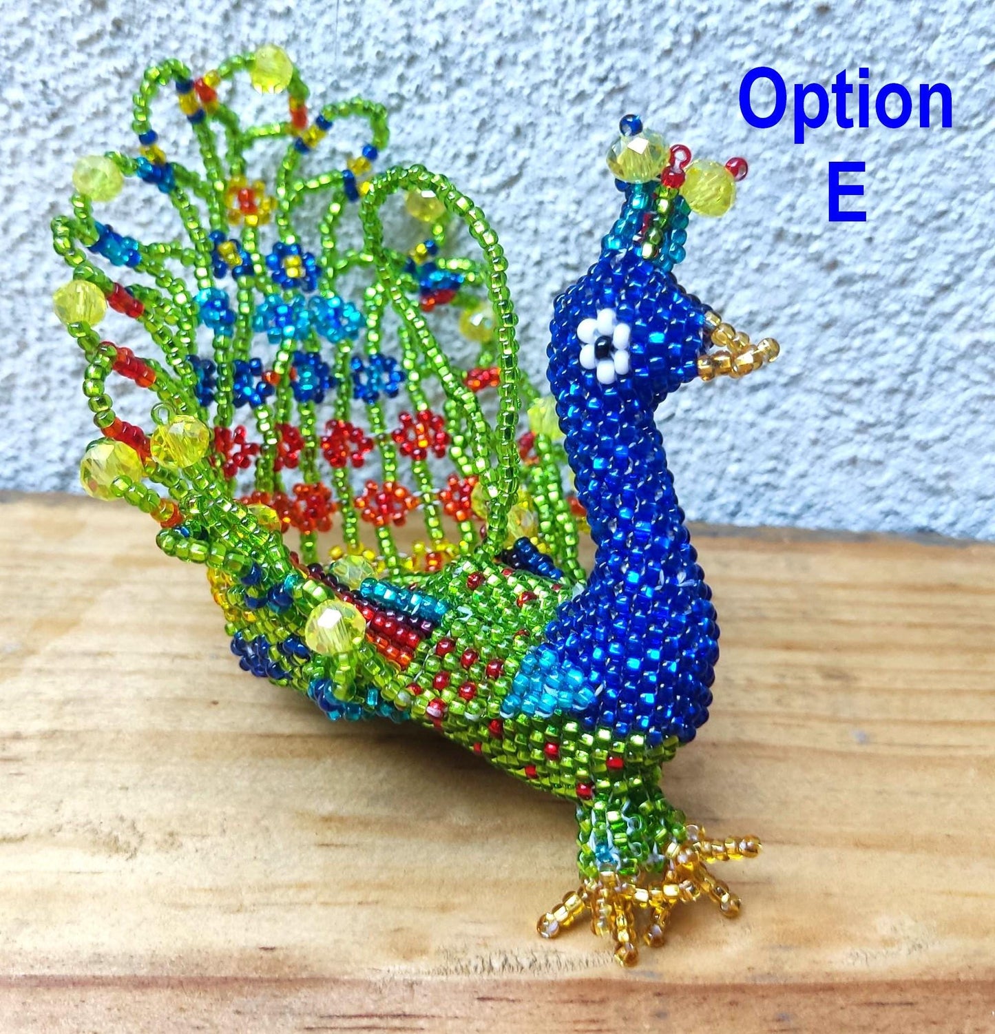 BEADED PEACOCK Hanging ORNAMENT Gift For Bird Lovers - Czech Glass Seed Beads And Nylon Thread