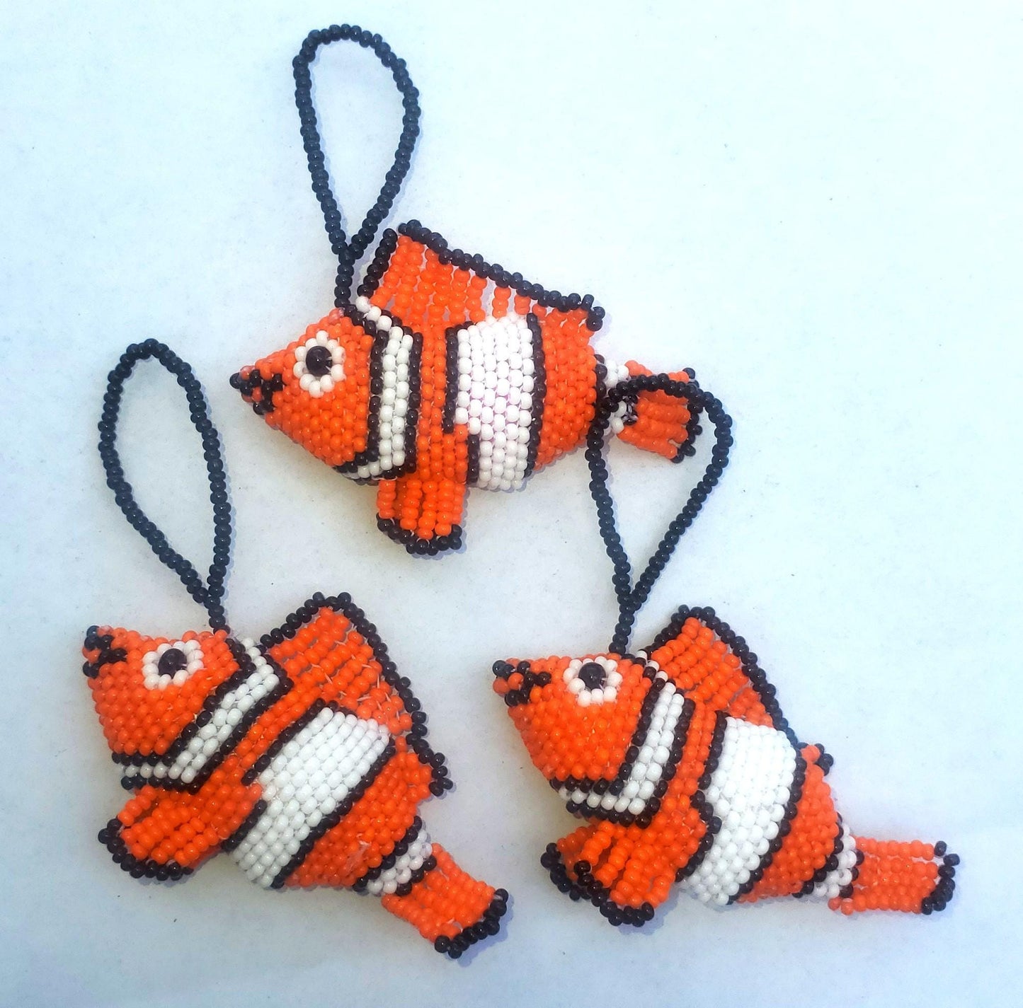 BEADED NEMO Clown Fish Hanging ORNAMENT Gift For Fish Lovers - Czech Glass Seed Beads And Nylon Thread