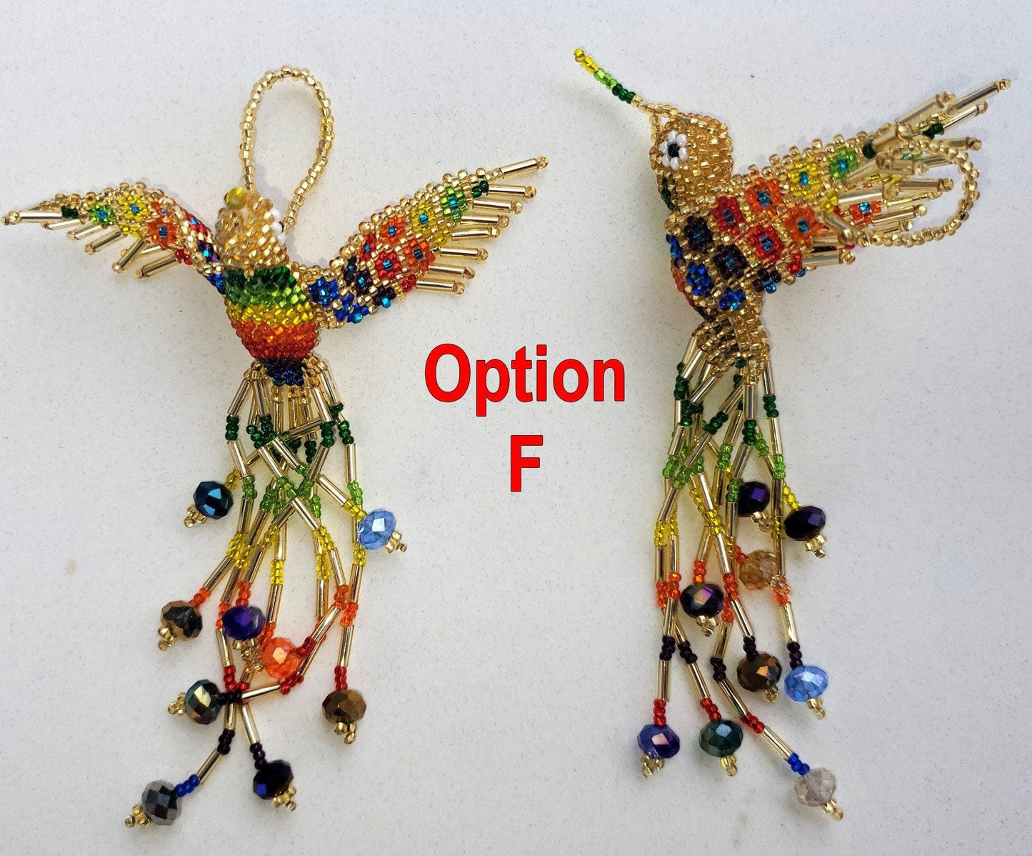BEADED HUMMINGBIRD Hanging ORNAMENT Gift For Bird Lovers - Czech Glass Seed Beads And Nylon Thread