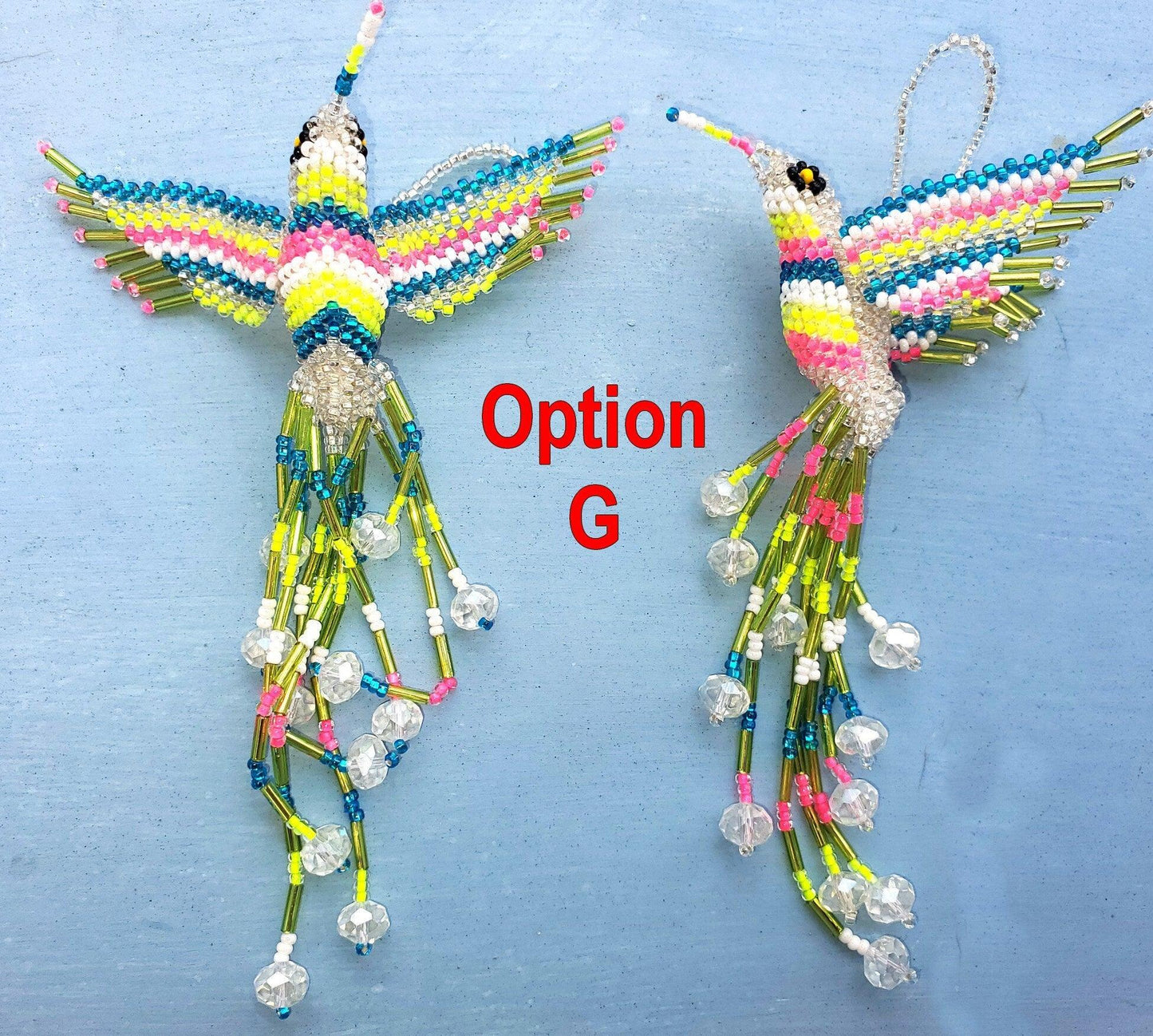 BEADED HUMMINGBIRD Hanging ORNAMENT Gift For Bird Lovers - Czech Glass Seed Beads And Nylon Thread