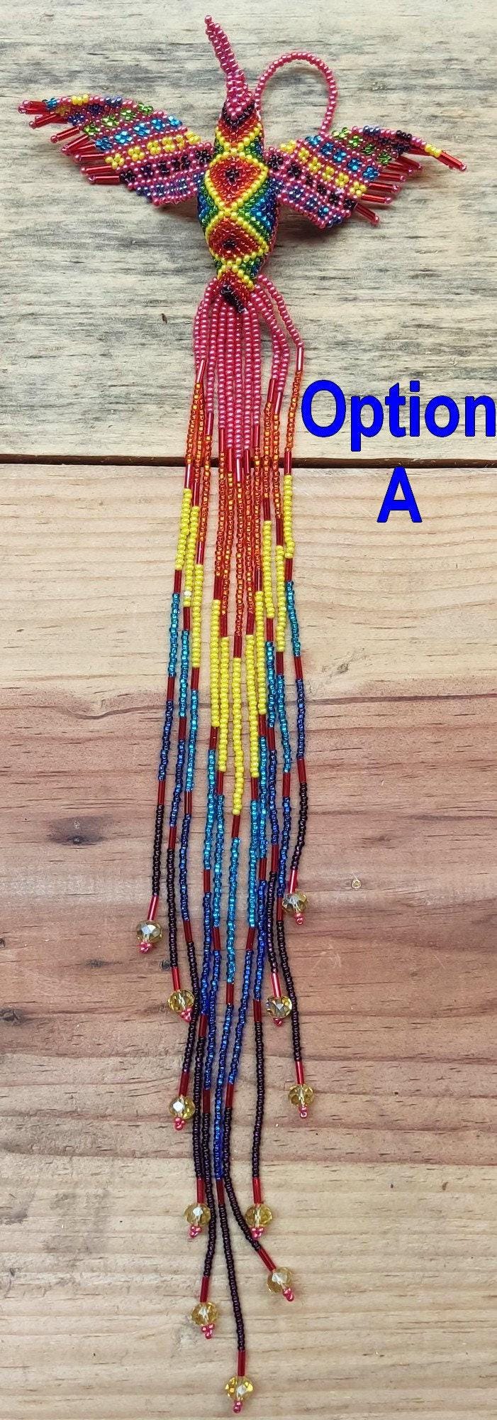 BEADED HUMMINGBIRD Hanging ORNAMENT Gift For Bird Lovers - Czech Glass Seed Beads And Nylon Thread