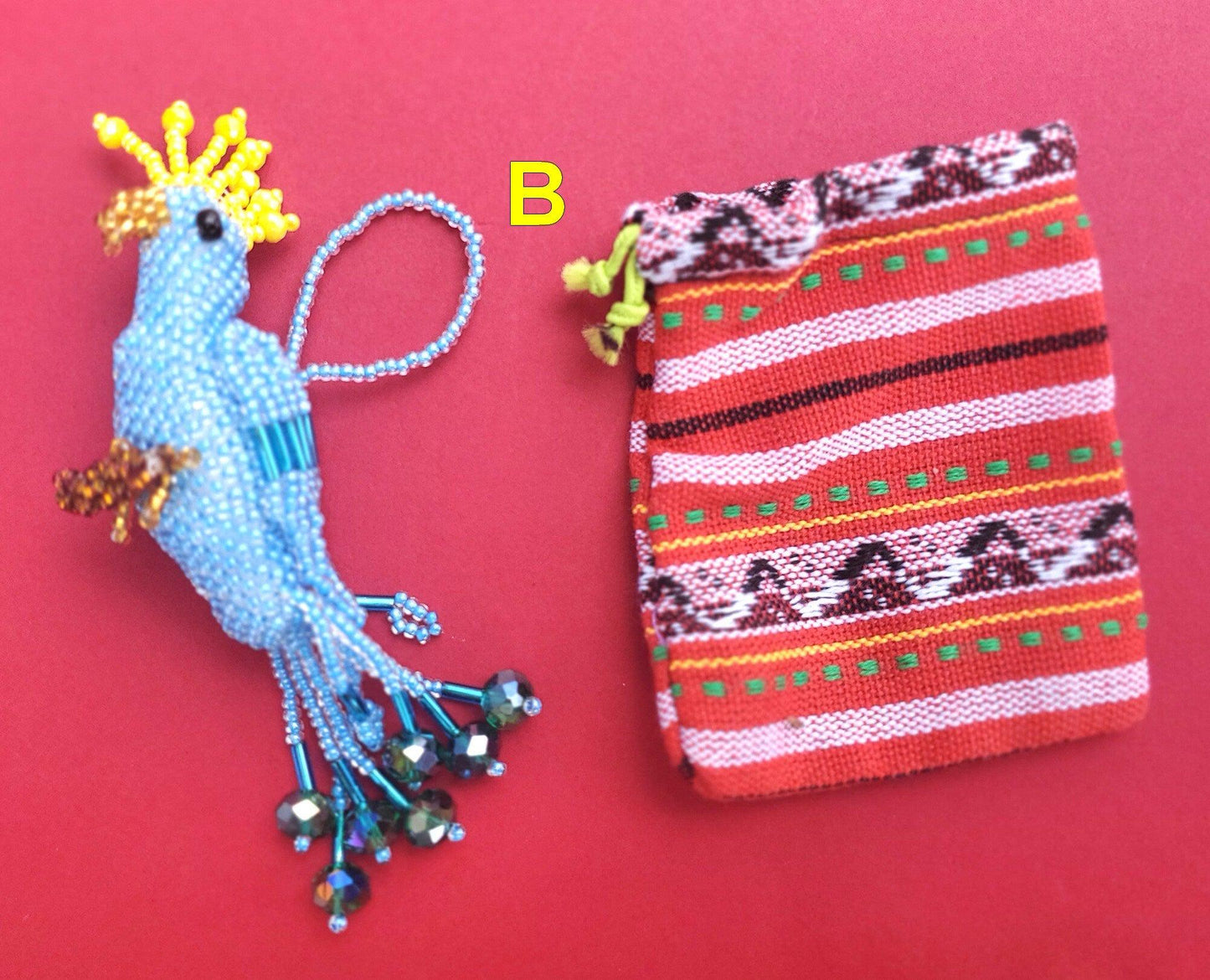 BEADED COCKATOO Hanging ORNAMENT Gift For Bird Lovers - Czech Glass Seed Beads And Nylon Thread
