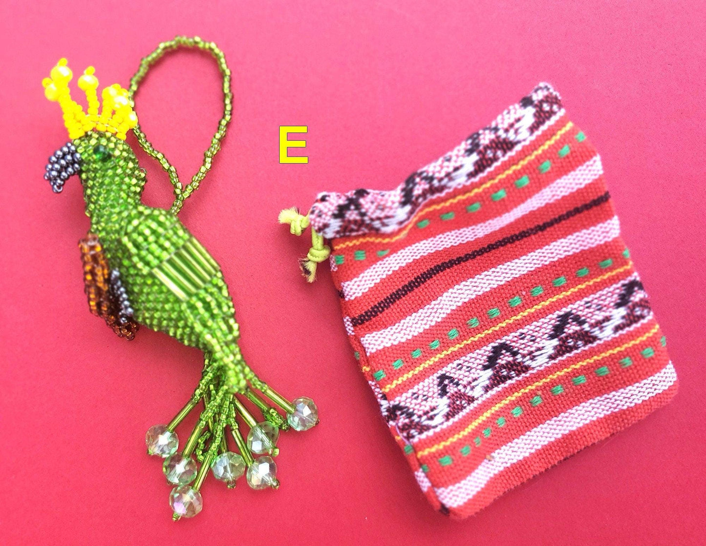 BEADED COCKATOO Hanging ORNAMENT Gift For Bird Lovers - Czech Glass Seed Beads And Nylon Thread