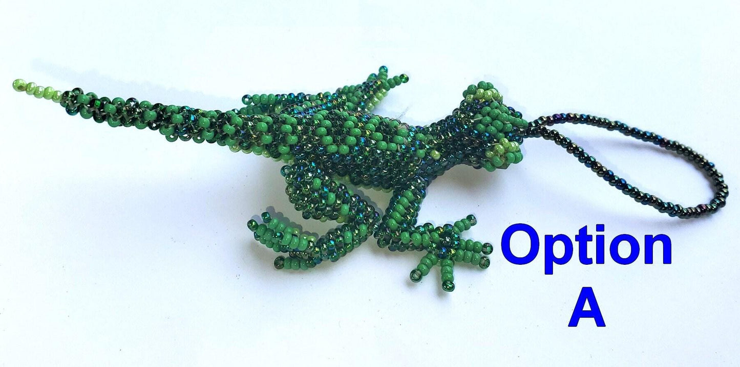 BEADED LIZARD Hanging ORNAMENT Gift For Animal Lovers - Czech Glass Seed Beads And Nylon Thread