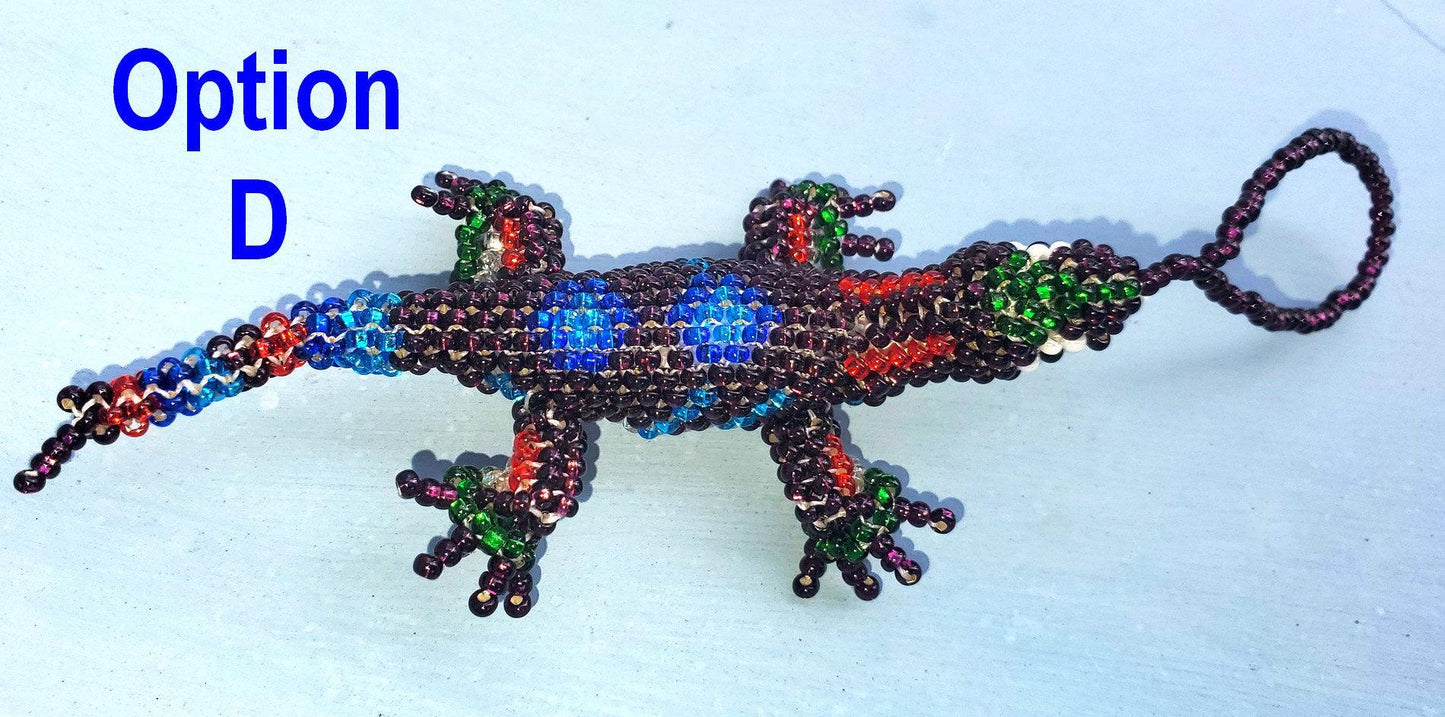 BEADED LIZARD Hanging ORNAMENT Gift For Animal Lovers - Czech Glass Seed Beads And Nylon Thread