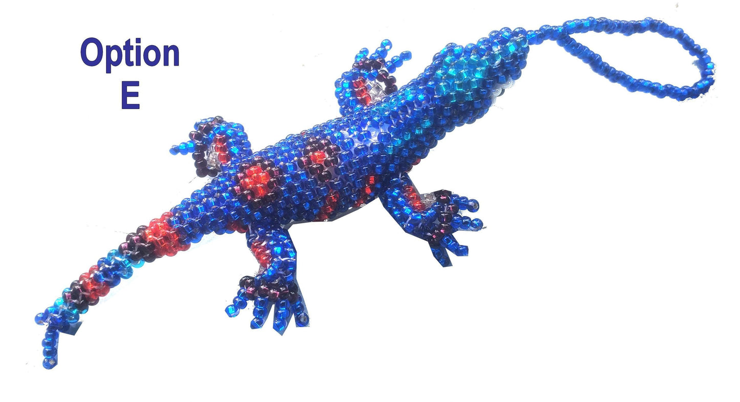 BEADED LIZARD Hanging ORNAMENT Gift For Animal Lovers - Czech Glass Seed Beads And Nylon Thread
