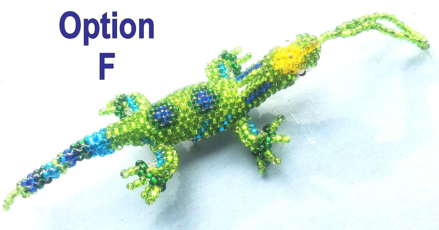 BEADED LIZARD Hanging ORNAMENT Gift For Animal Lovers - Czech Glass Seed Beads And Nylon Thread