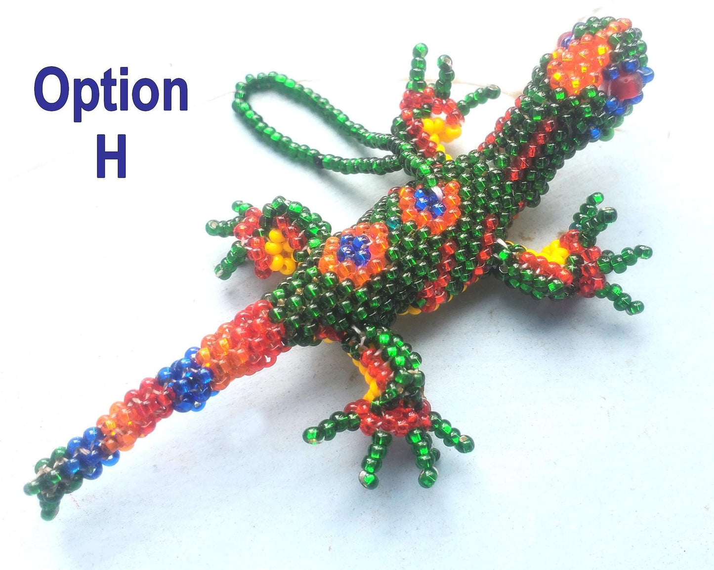 BEADED LIZARD Hanging ORNAMENT Gift For Animal Lovers - Czech Glass Seed Beads And Nylon Thread