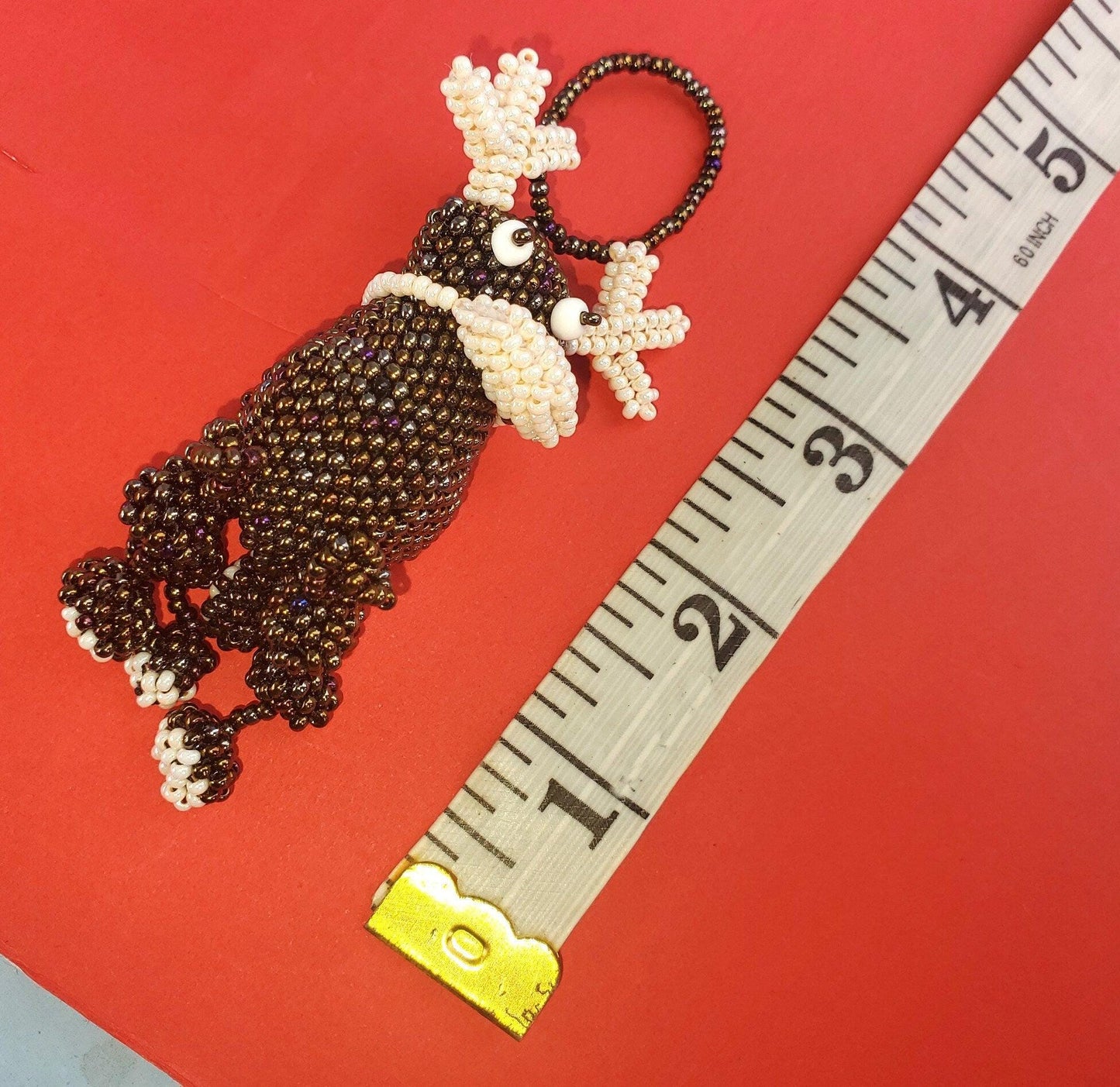 BEADED REINDEER Hanging ORNAMENT Gift For Bird Lovers - Czech Glass Seed Beads And Nylon Thread