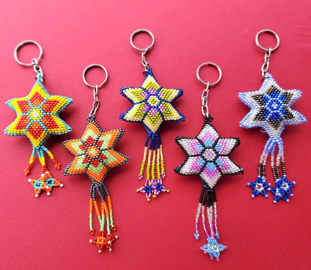 Star Ornament, Beaded Star, Mini Glass Ornaments,