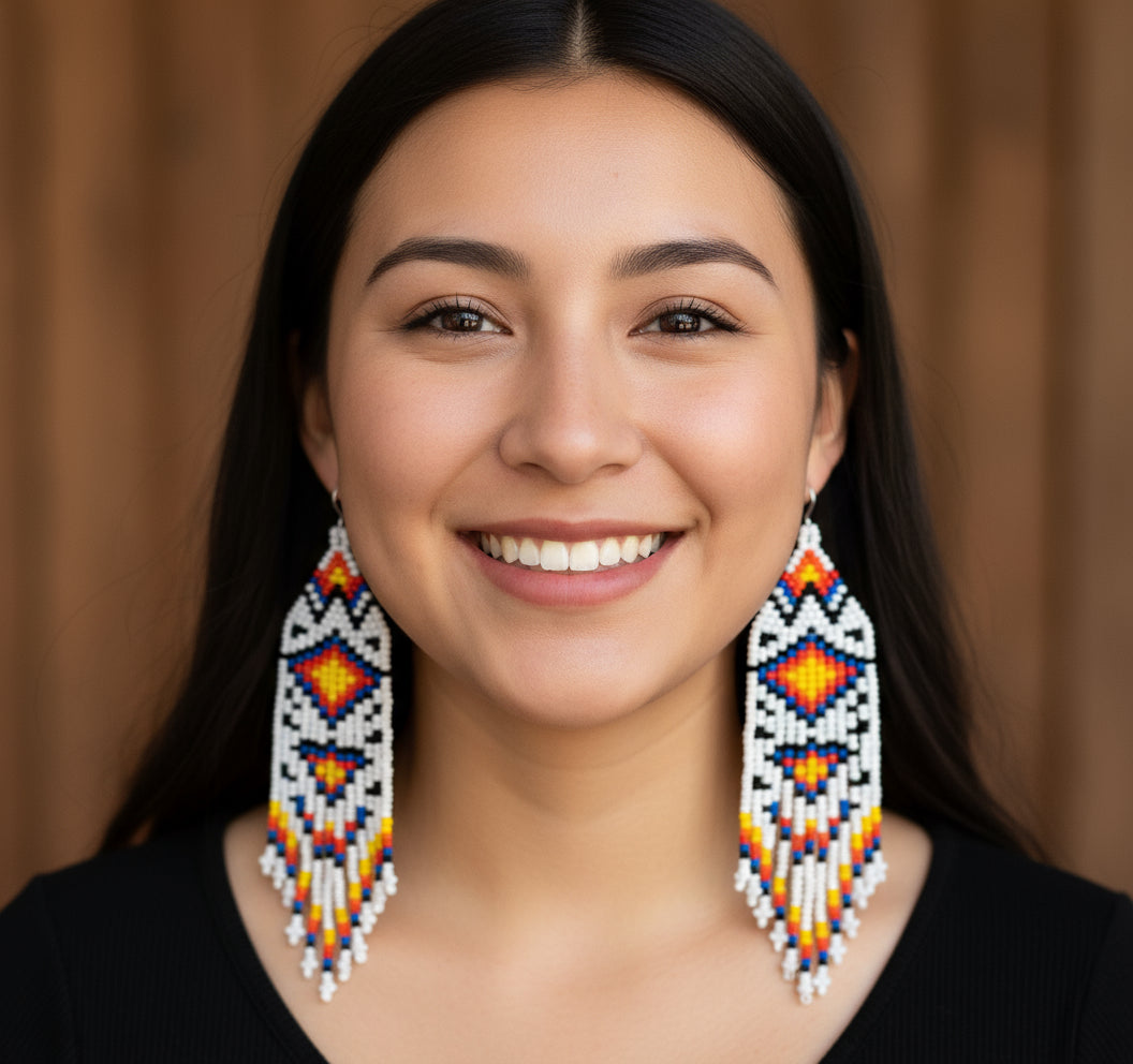 Guatemalan Handmade Colorful CONFETTI Seed BEAD EARRINGS