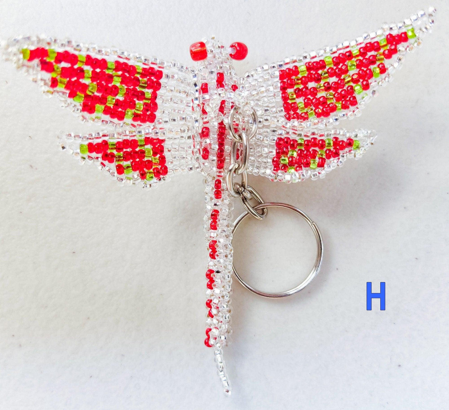 BEADED DRAGONFLY Hanging ORNAMENT Gift For Bird Lovers - Czech Glass Seed Beads And Nylon Thread
