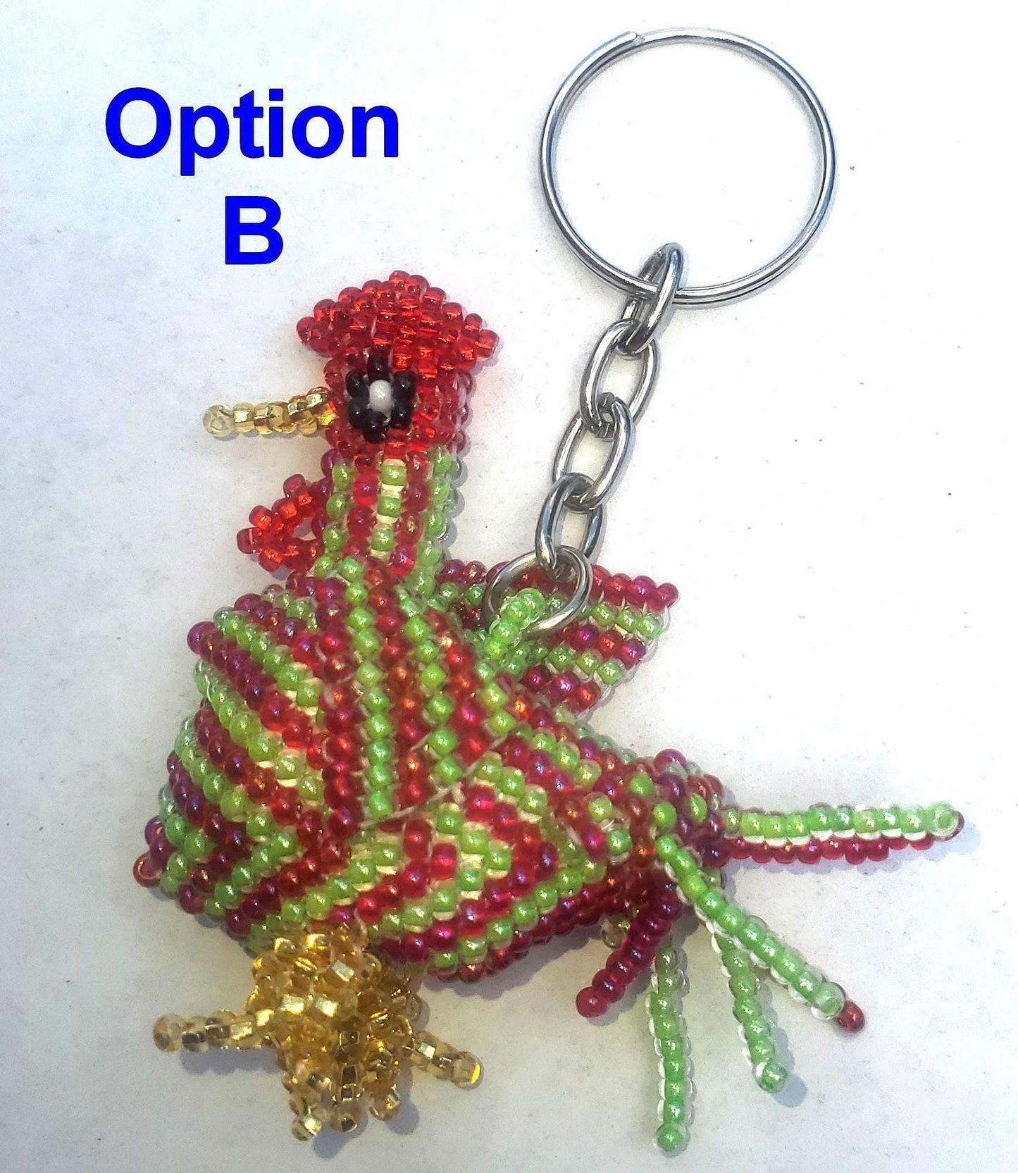 BEADED ROOSTER Hanging ORNAMENT Gift For Bird Lovers - Czech Glass Seed Beads And Nylon Thread