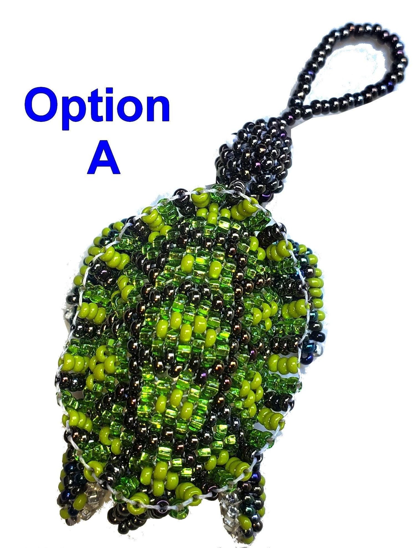 BEADED TURTLE Hanging ORNAMENT Gift For Bird Lovers - Czech Glass Seed Beads And Nylon Thread
