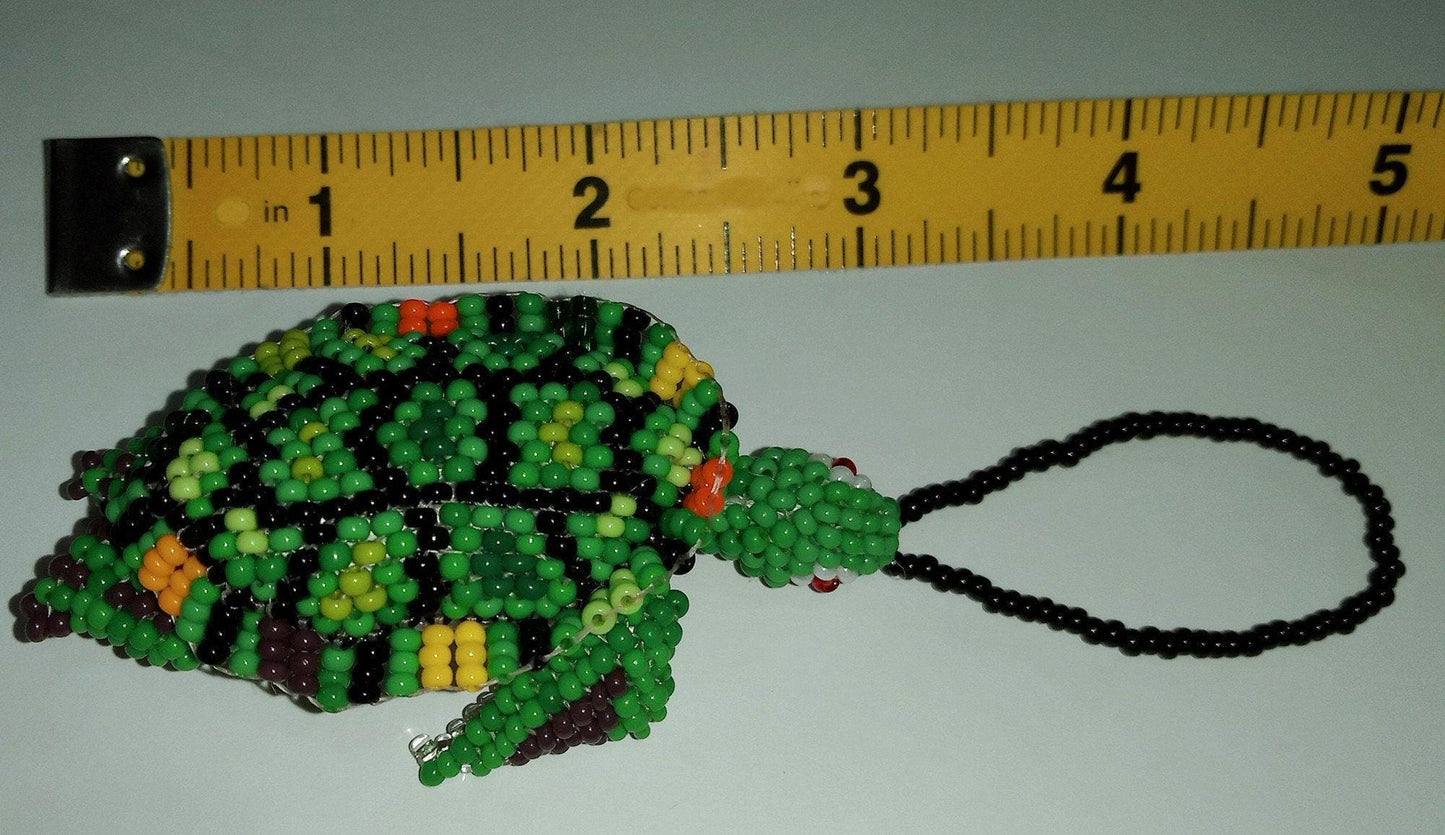 BEADED TURTLE Hanging ORNAMENT Gift For Bird Lovers - Czech Glass Seed Beads And Nylon Thread