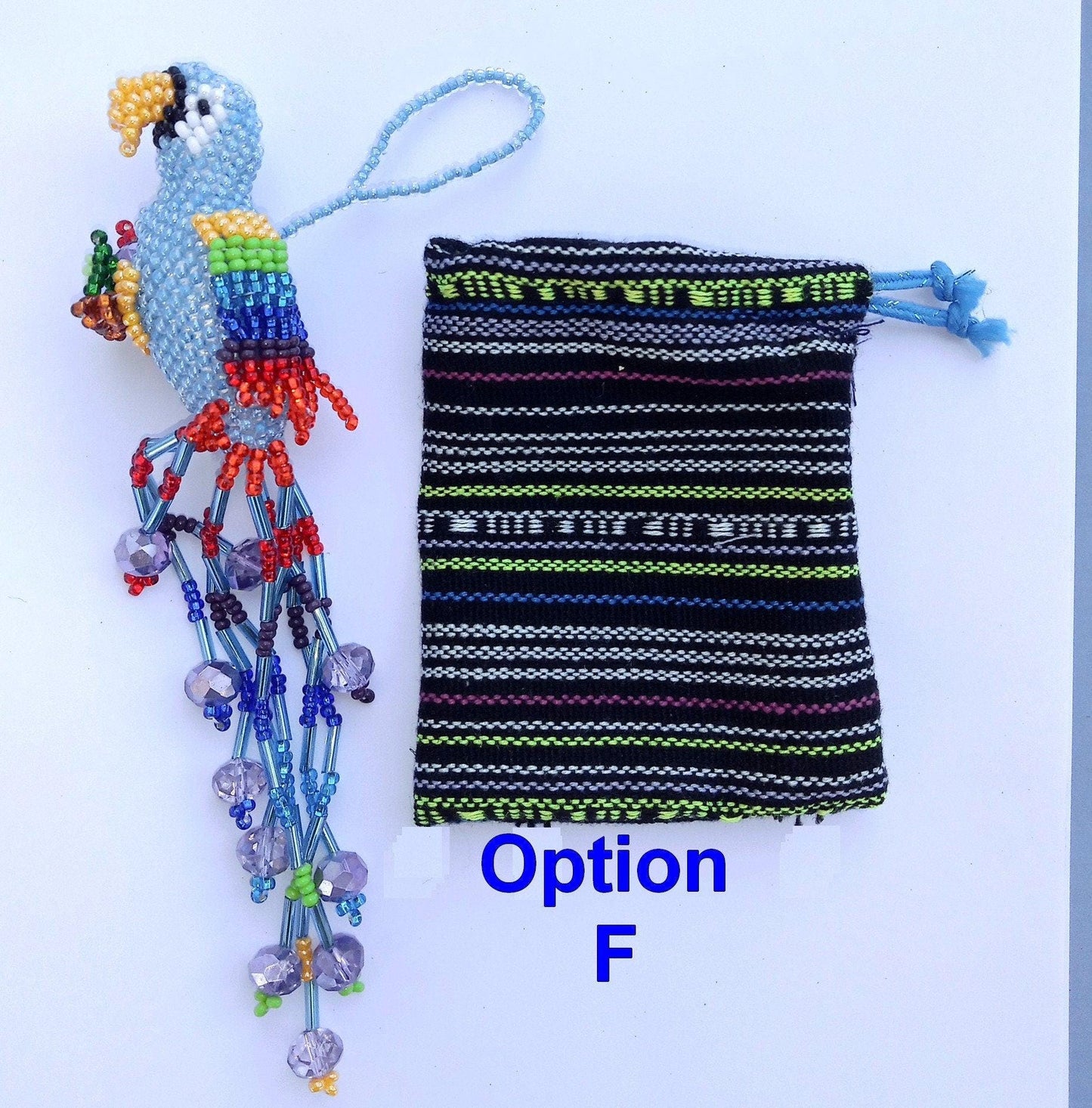 BEADED PARROT Hanging ORNAMENT Gift For Bird Lovers - Czech Glass Seed Beads And Nylon Thread