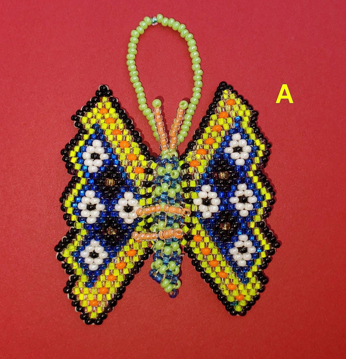 BEADED BUTTERFLY Hanging ORNAMENT Gift For Animal Lovers - Czech Glass Seed Beads And Nylon Thread