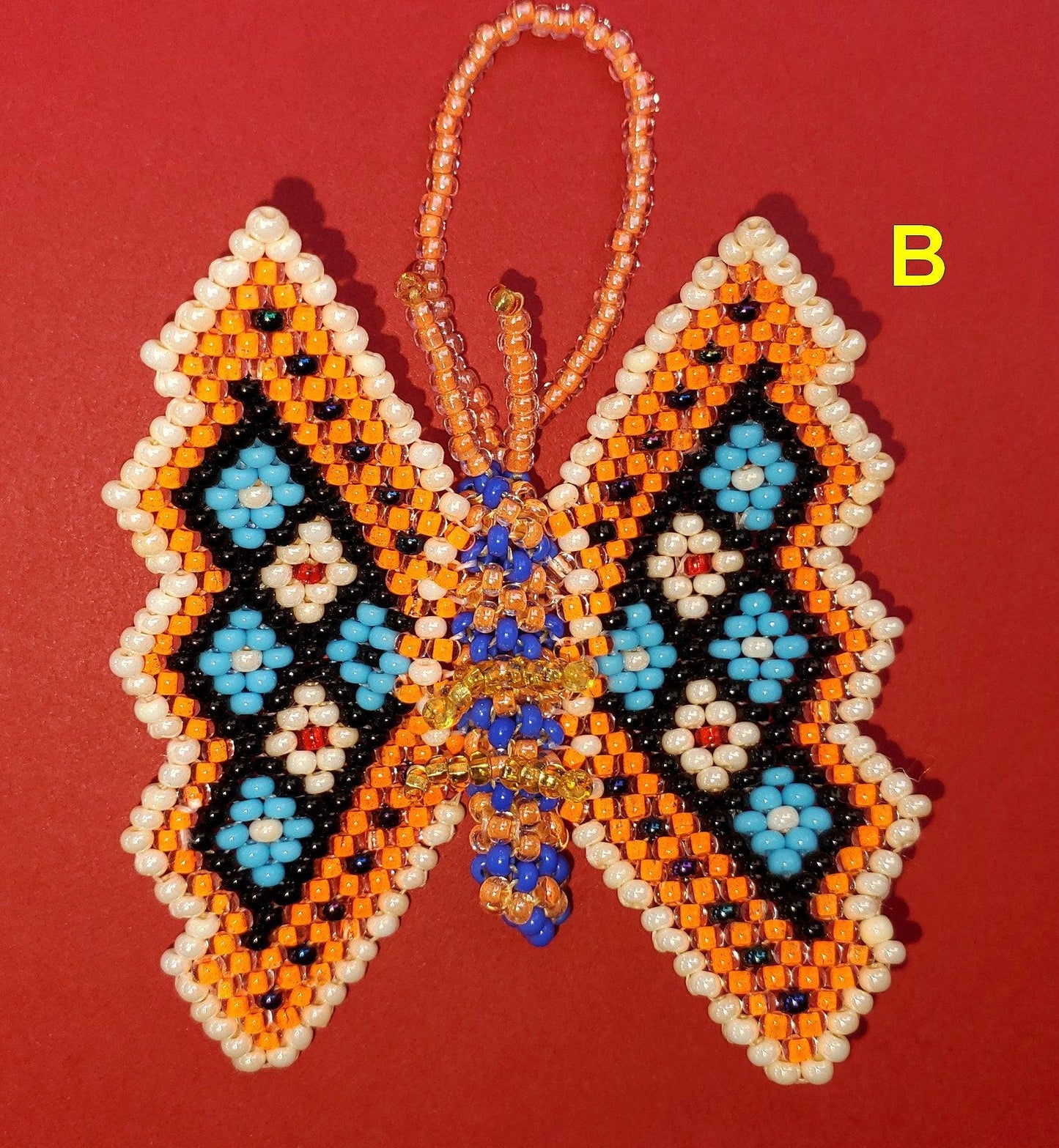 BEADED BUTTERFLY Hanging ORNAMENT Gift For Animal Lovers - Czech Glass Seed Beads And Nylon Thread