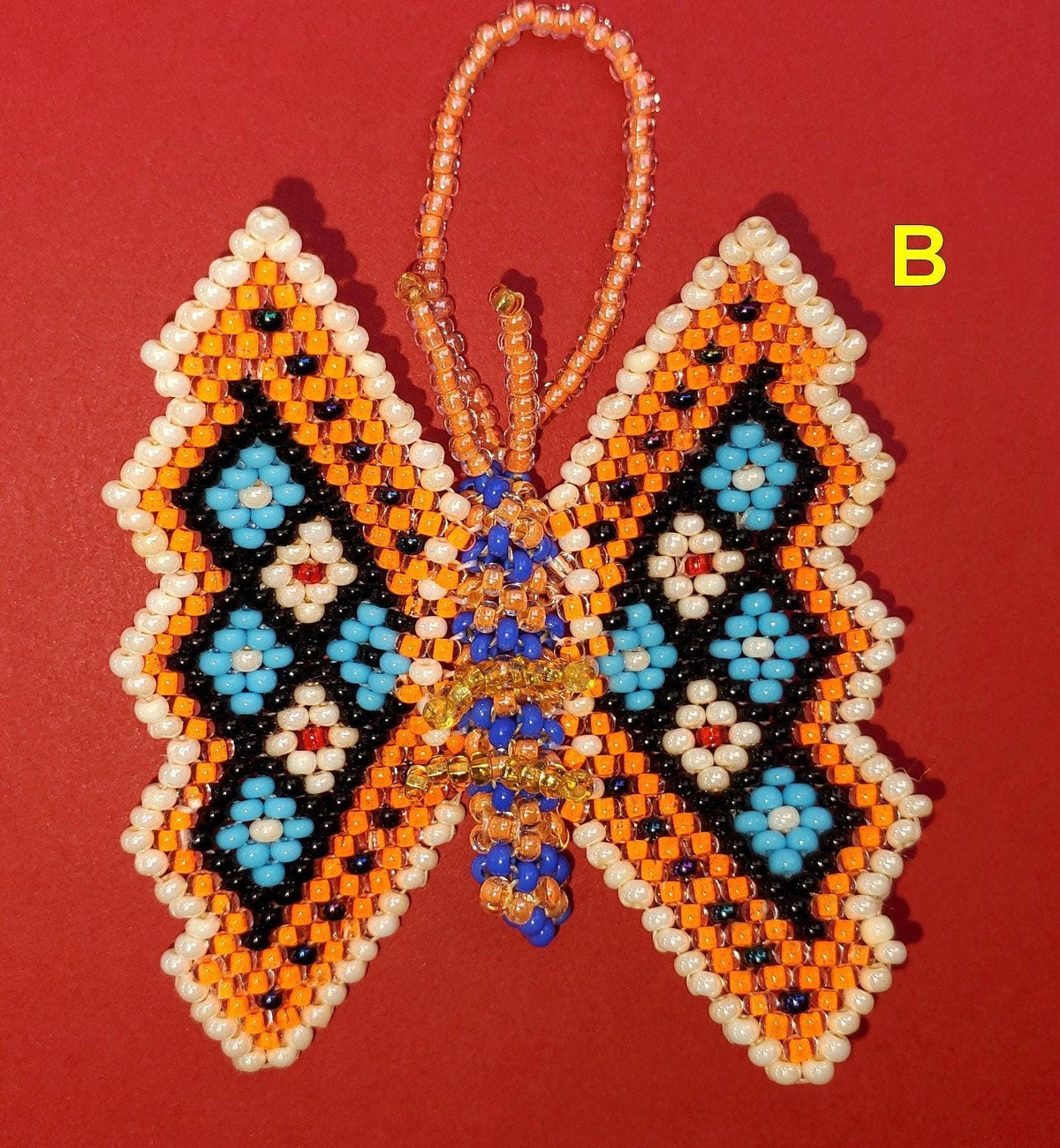 BEADED BUTTERFLY Hanging ORNAMENT Gift For Animal Lovers - Czech Glass Seed Beads And Nylon Thread