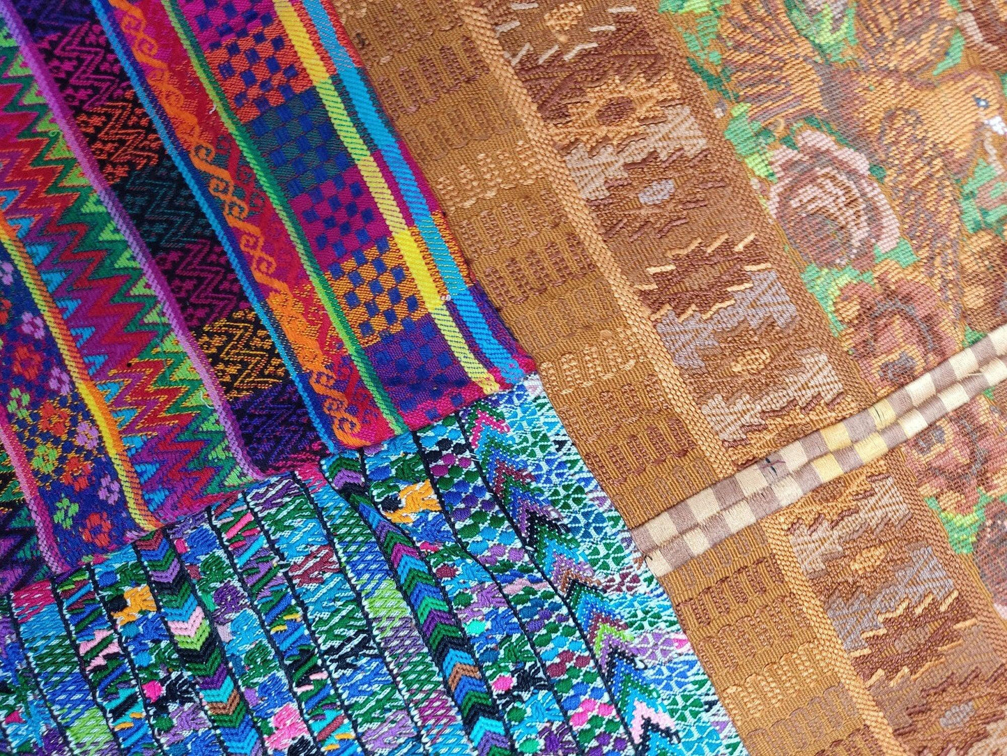 Guatemalan multicolor PATCHWORK QUILT Huipil throw