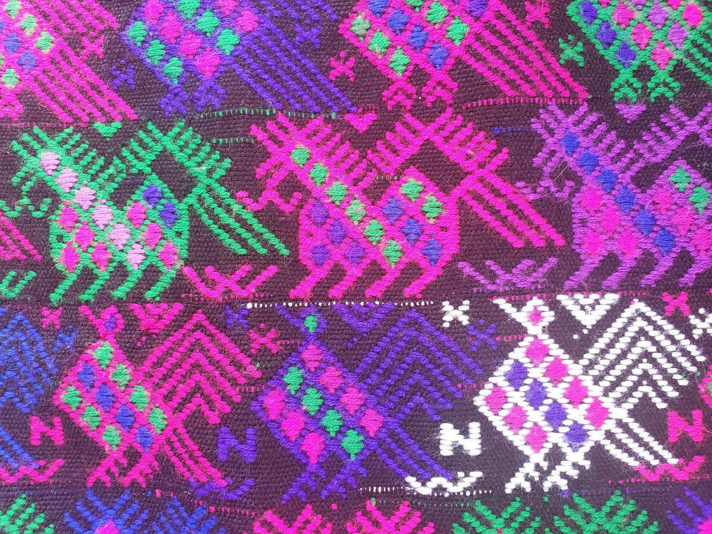 Guatemalan Purple Roosters and Horses sute - tablecloth - throw -Santo Domingo Xenacoj