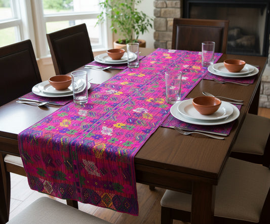 Guatemalan Red Roosters TSUTE - TABLECLOTH - throw -Santo Domingo XENACOJ