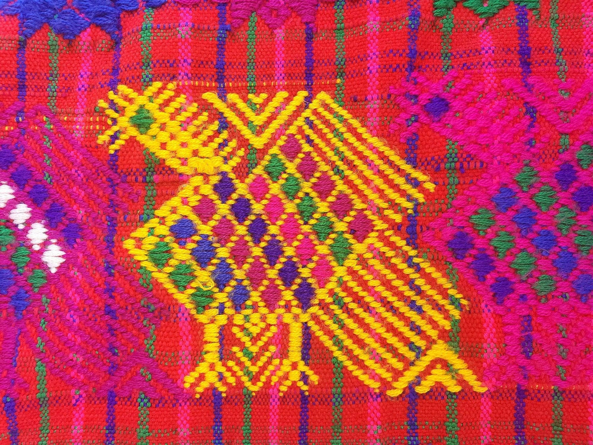 Guatemalan Red Roosters TSUTE - TABLECLOTH - throw -Santo Domingo XENACOJ