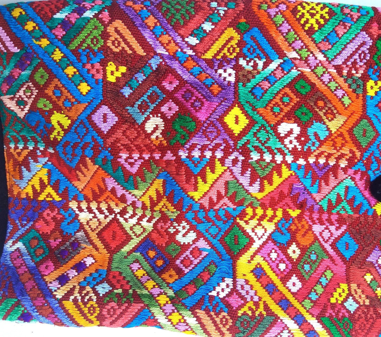 Vintage cotton unique Red handmade weaved Mayan huipil -Chile Verde Quetzaltenango-
