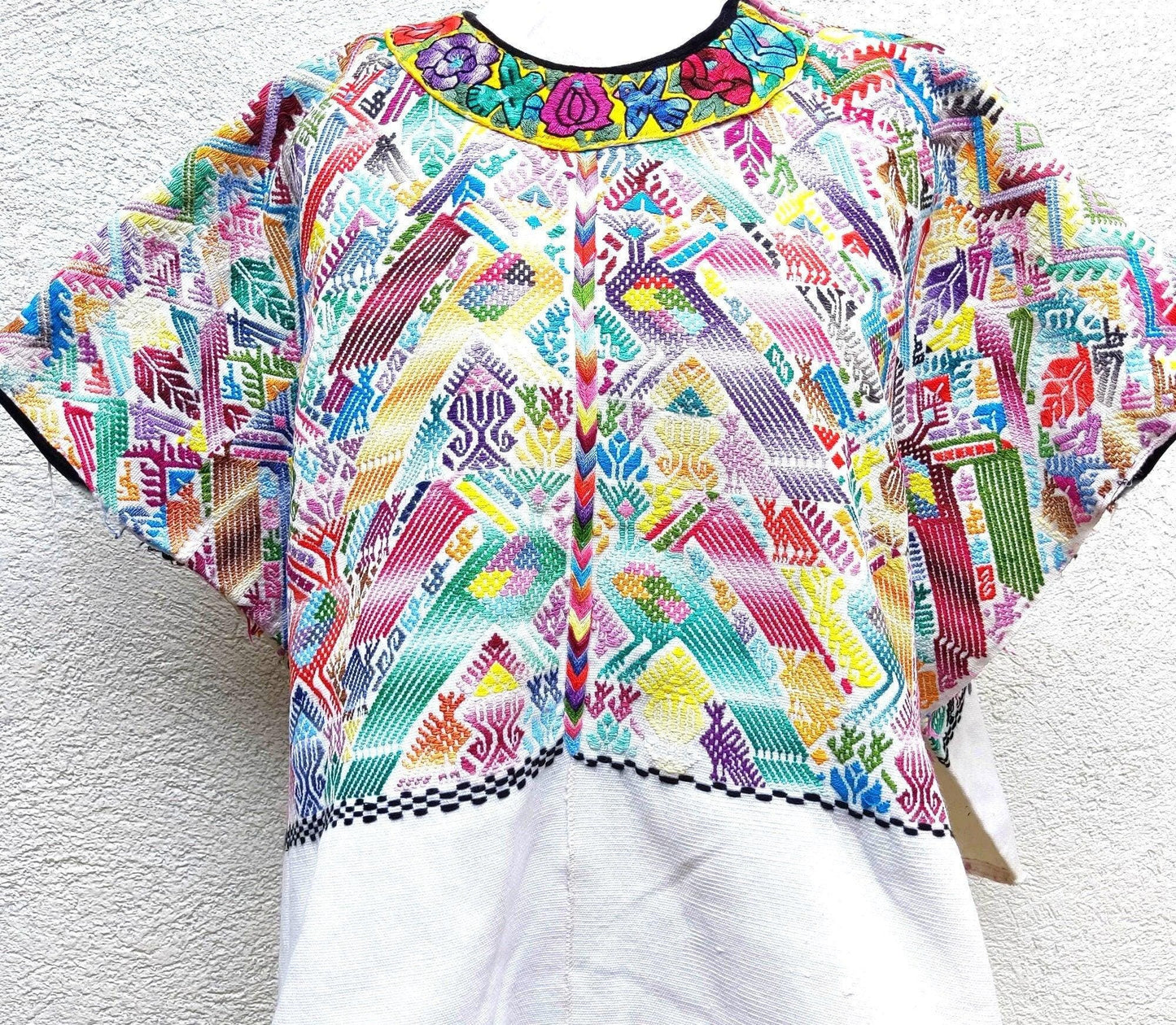 Vintage Cotton Unique Handmade weaved -San Martin Chile Verde Quetzaltenango XELA- huipil
