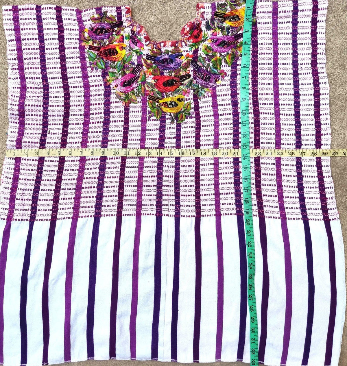Vintage handmade embroidered birds Santiago Atitlan huipil cotton wall decor tapestry 209