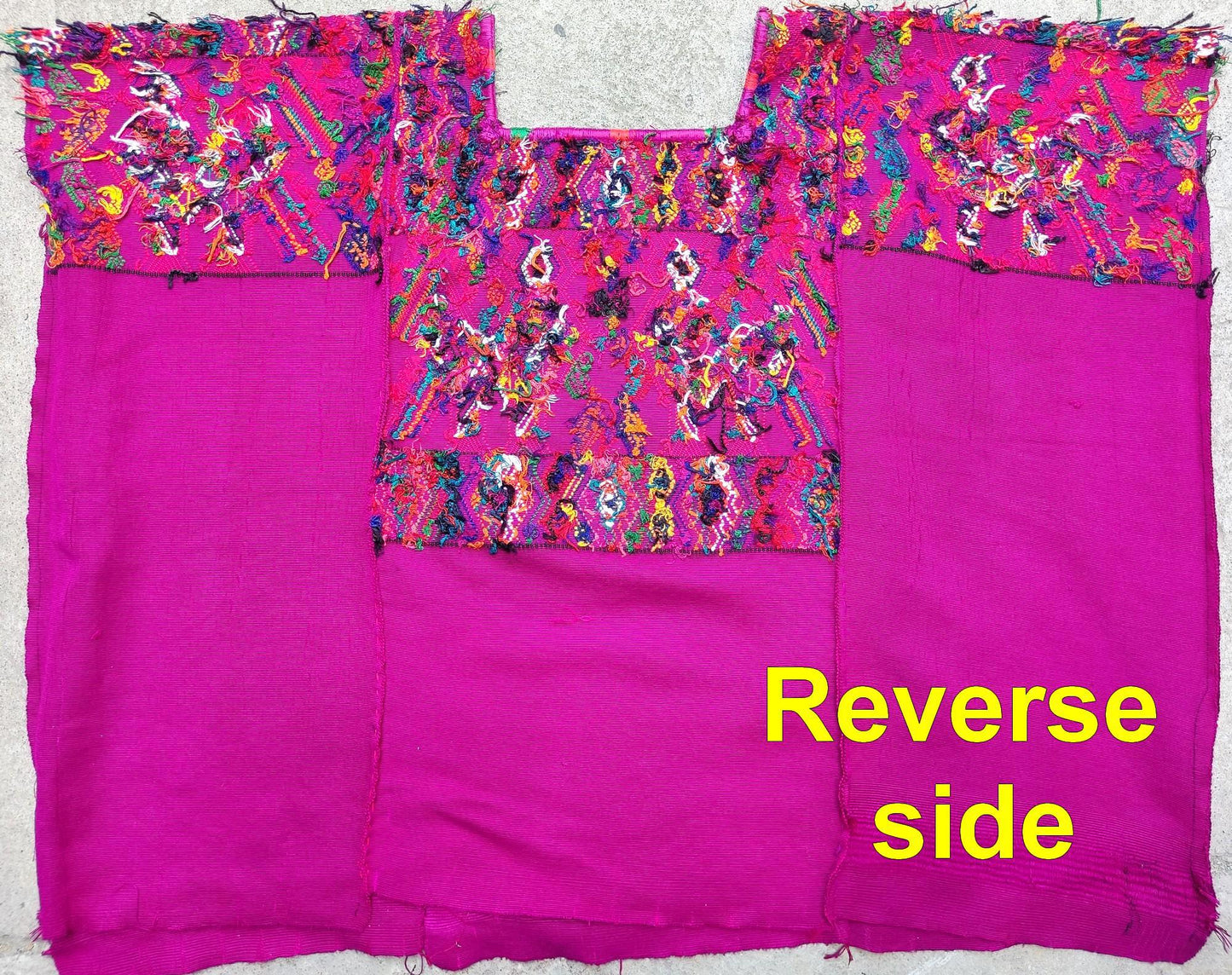 Vintage Unique Guatemala Handmade Weaved MAGENTO Cotton Huipil "Mayan Chichi ROOSTERS"