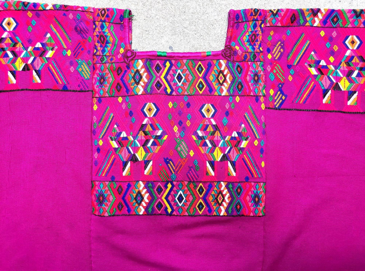 Vintage Unique Guatemala Handmade Weaved MAGENTO Cotton Huipil "Mayan Chichi ROOSTERS"