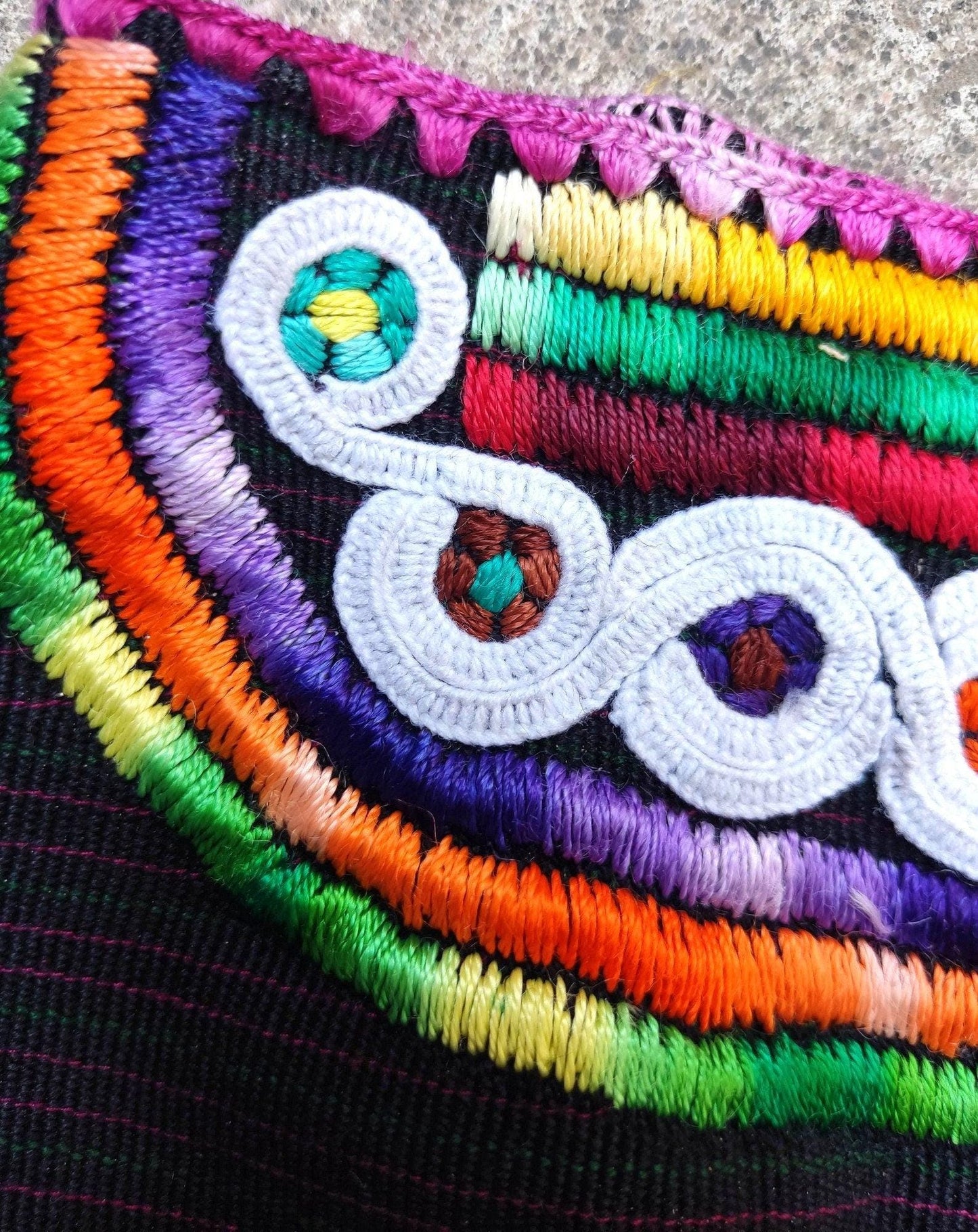 Vintage black unique Guatemala handmade weaved -Joyabaj huipil