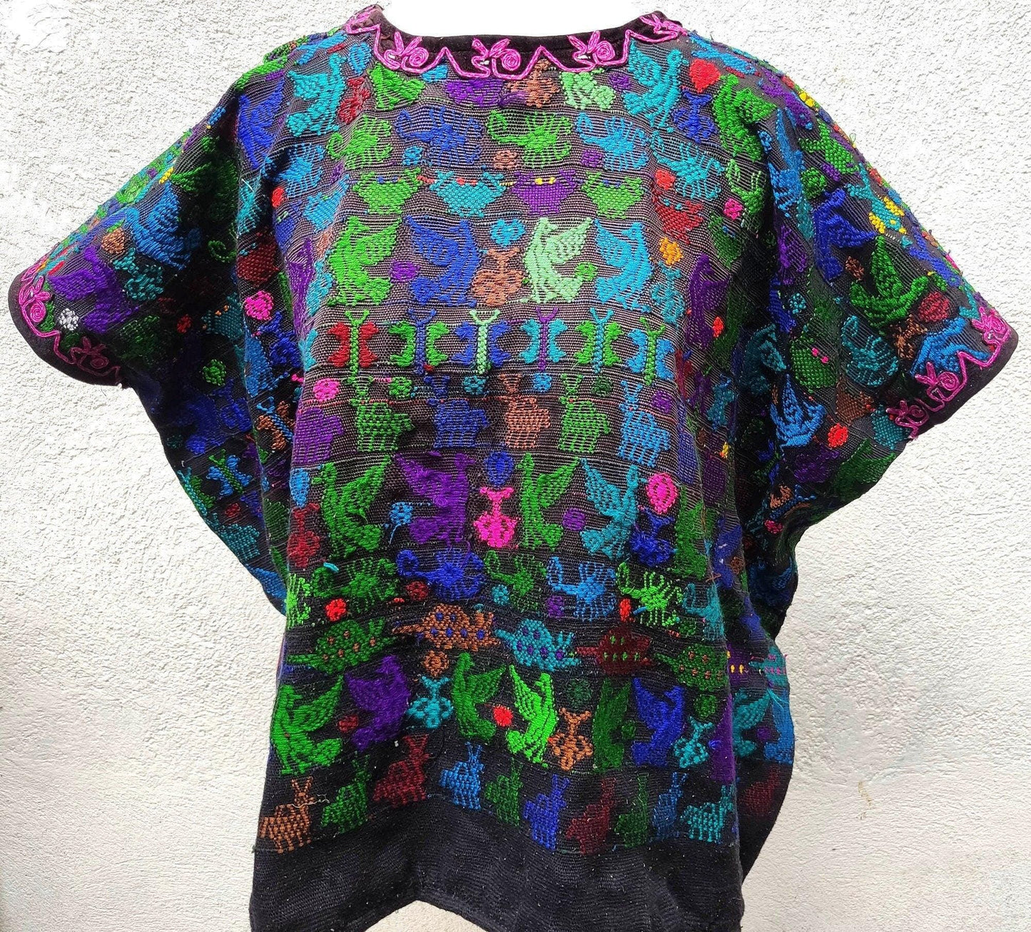 Vintage Guatemalan unique handmade weaved cotton -San Lucas Toliman-